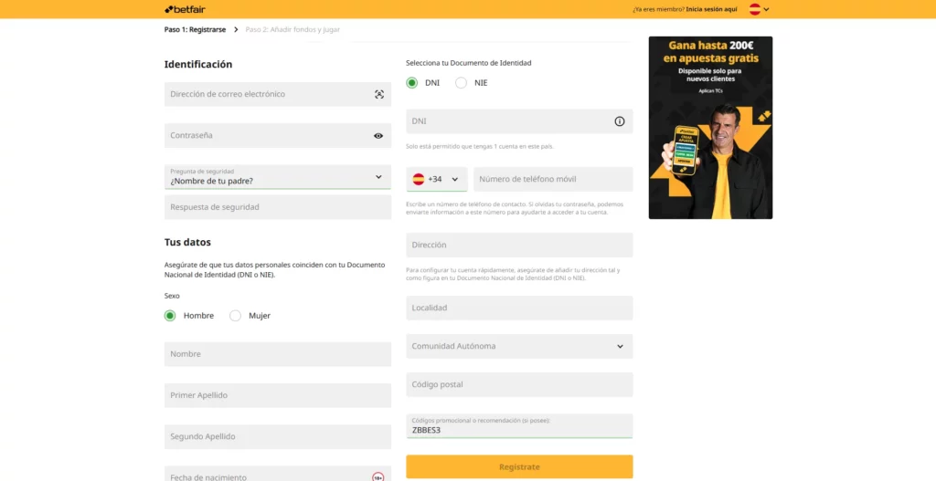 Proceso de registro