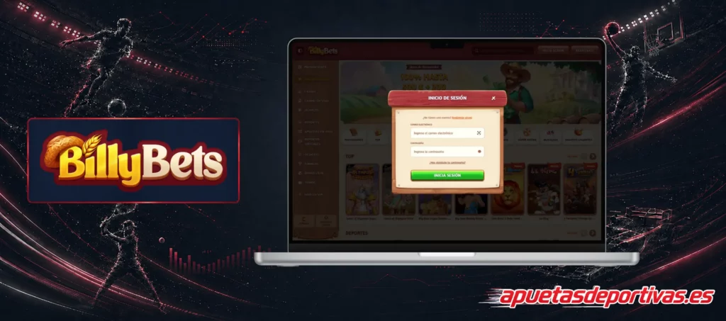 Proceso Inicio Sesión BillyBets Casino Online