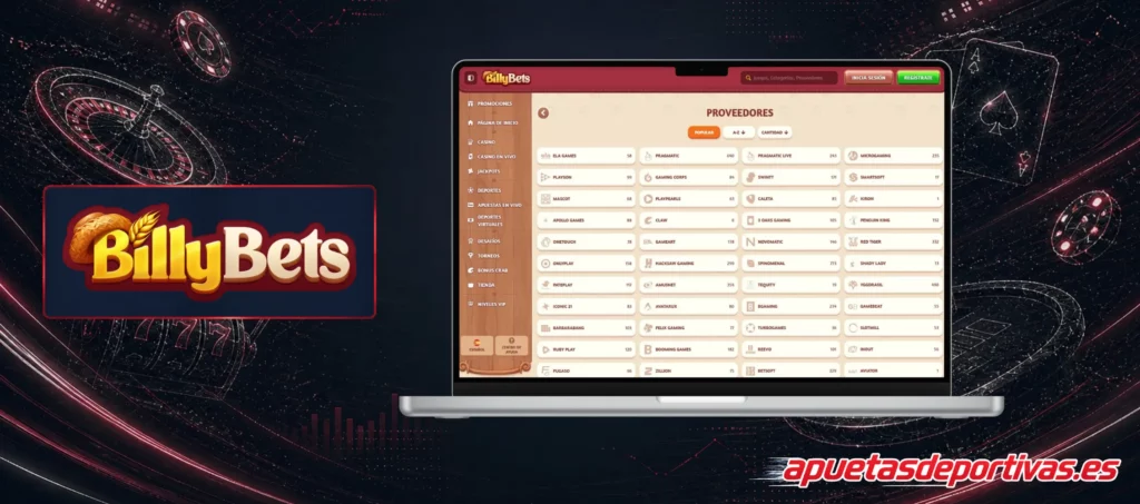 Proveedores Premios BillyBets Casino