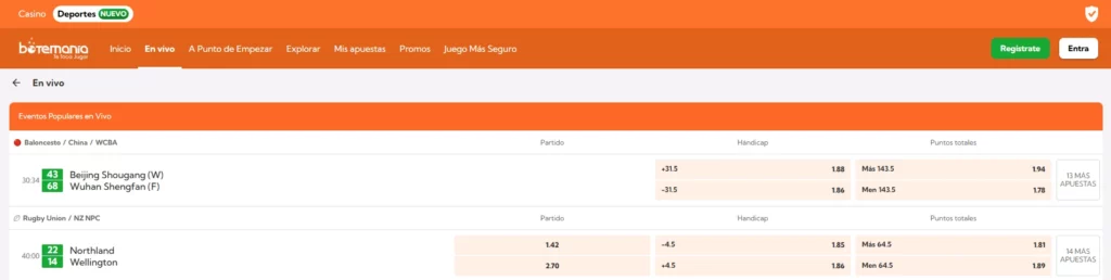 Apuestas Deportes en Vivo