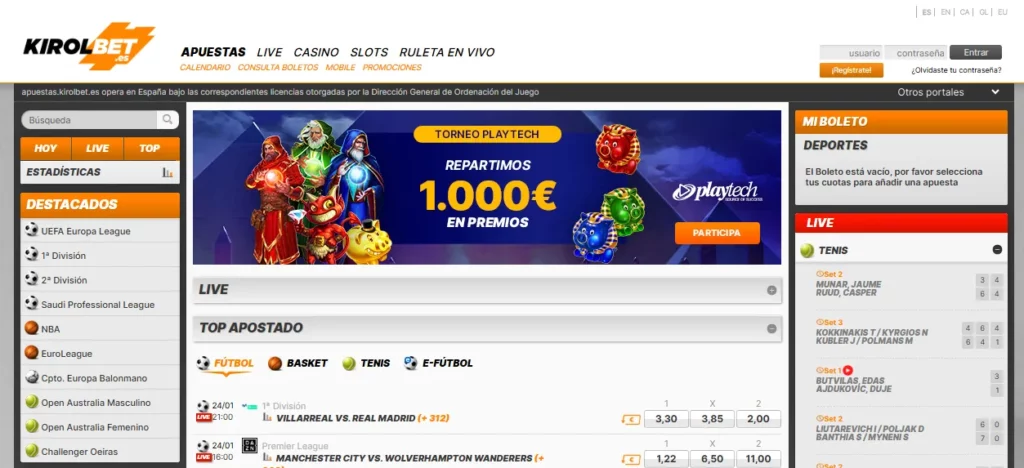 Kirolbet Casino Online plataforma