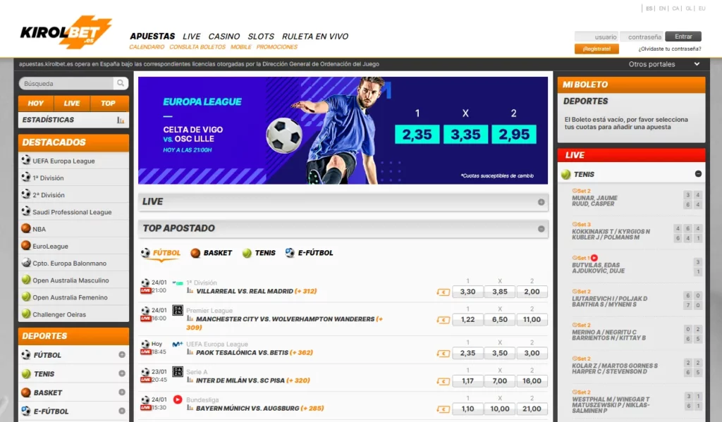 Kirolbet Sportsbook Apuestas deportivas