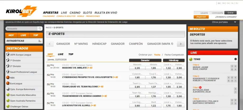 Kirolbet Apuestas en eSports