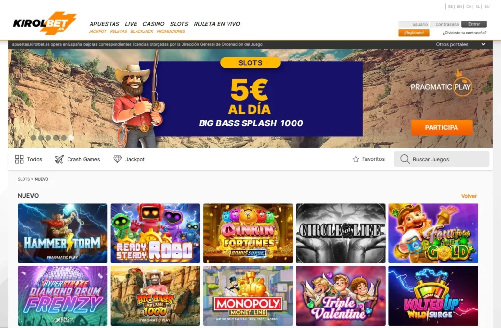 Kirolbet Nuevos juegos casino