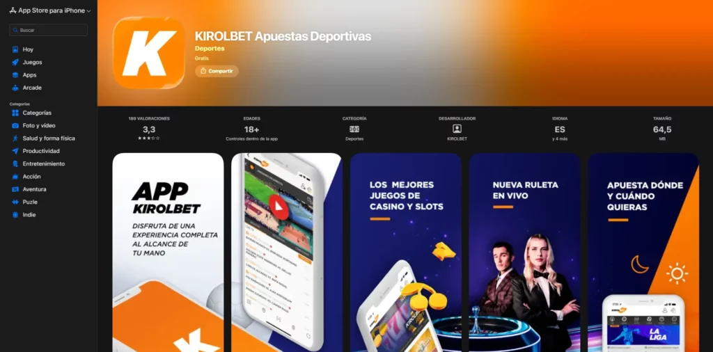 Kirolbet Aplicación móvil iOS