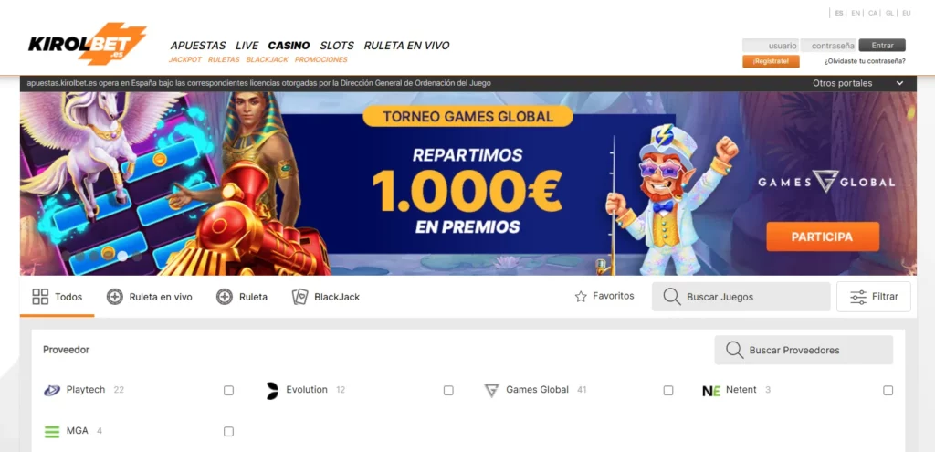 Kirolbet Casino Proveedores premios