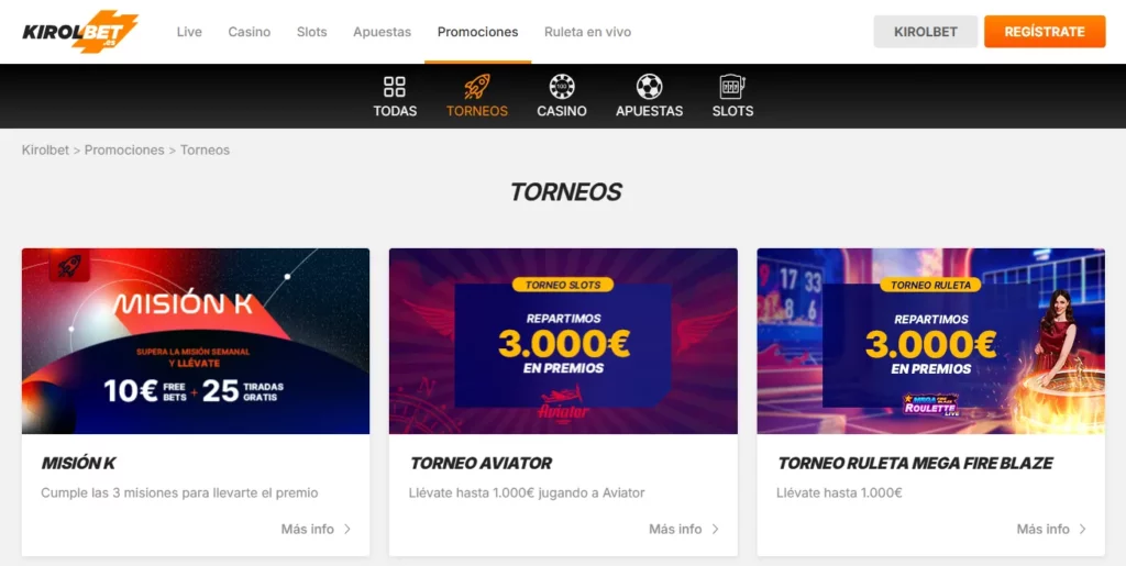 Kirolbet Casino Online Torneos