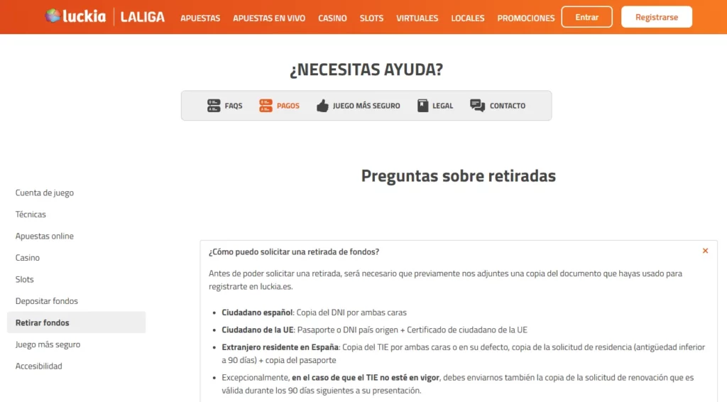 Métodos de Retiro Límites