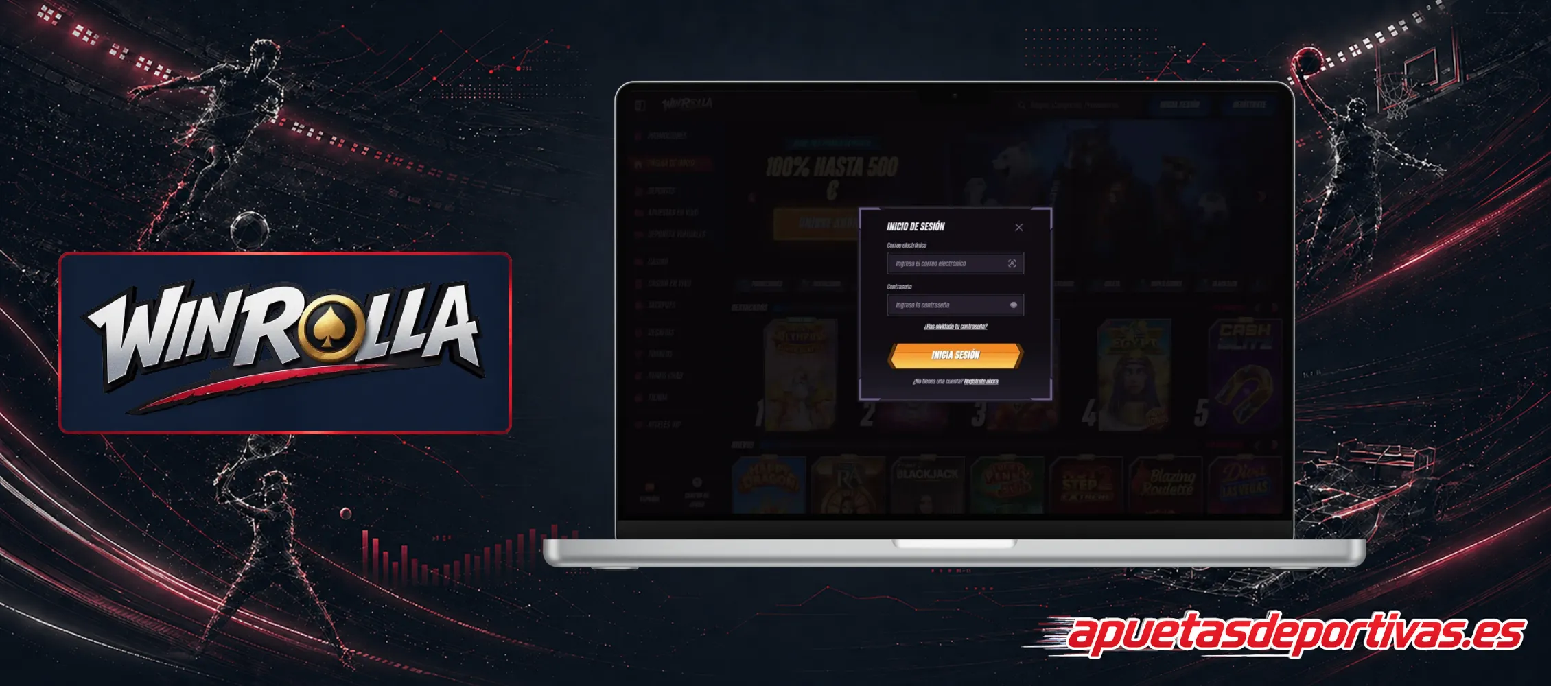 Proceso inicio sesión WinRolla Casino Online