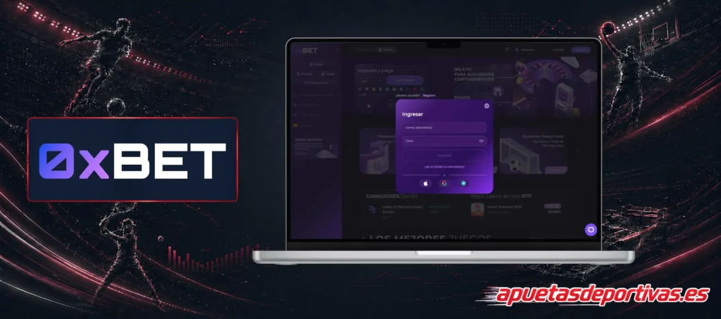 Proceso inicio sesión 0xBet Casino Online