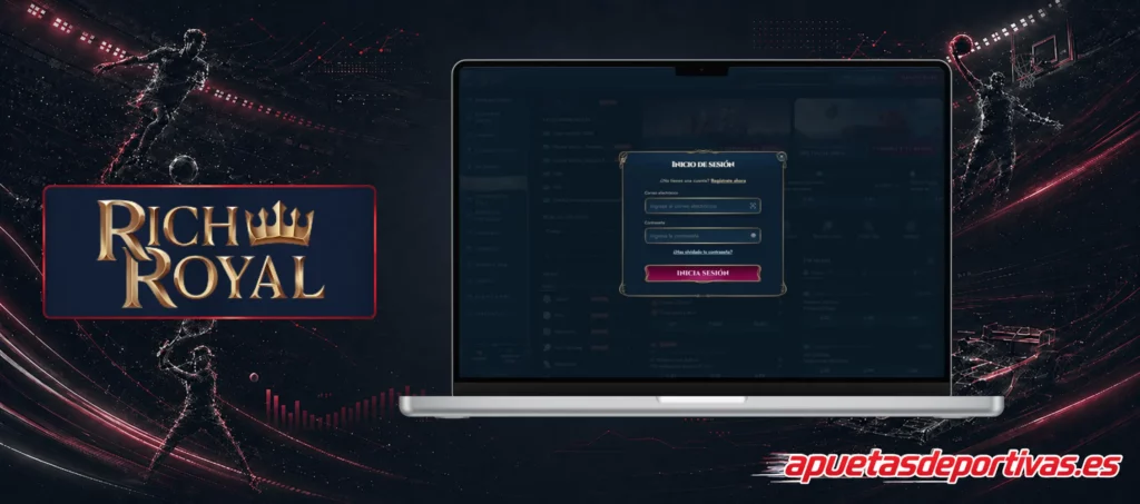 Proceso inicio sesión RichRoyal Casino Online