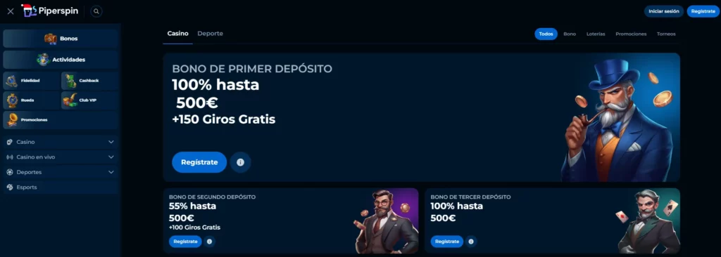 Piperspin Casino Bonos promociones