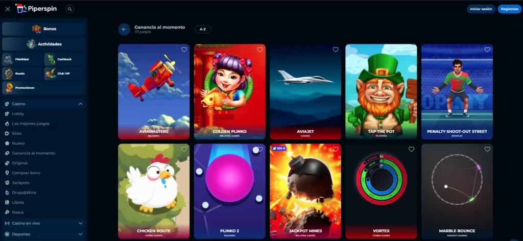 Piperspin Casino Juegos rápidos