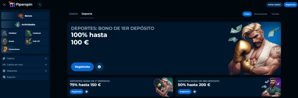Piperspin Casino Bonos deportivos