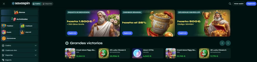 Savaspin Casino Online plataforma