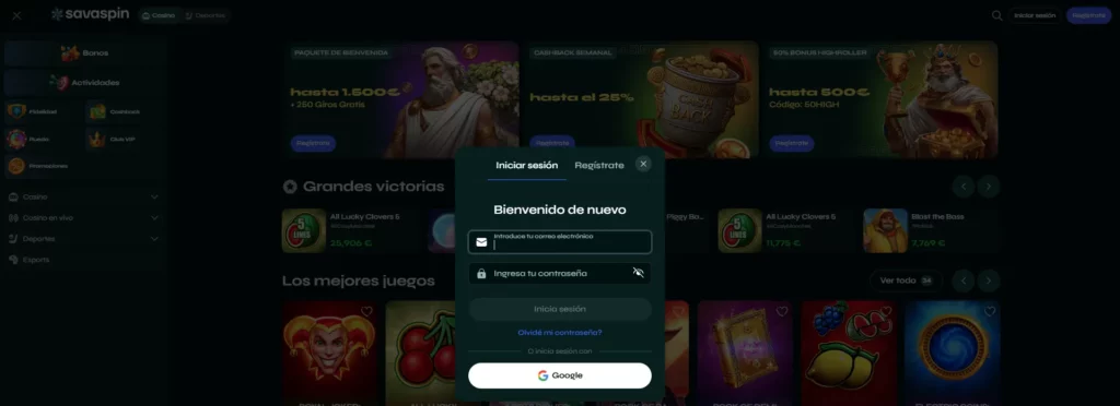 Savaspin Proceso de inicio de sesión