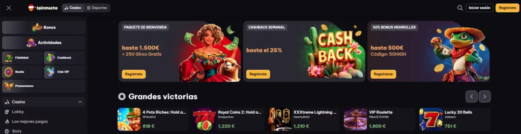 Spinmacho Casino Online plataforma
