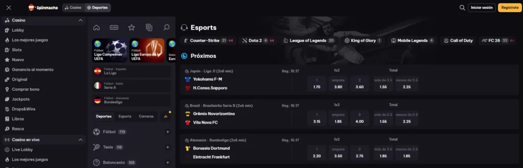 Spinmacho Apuestas en eSports