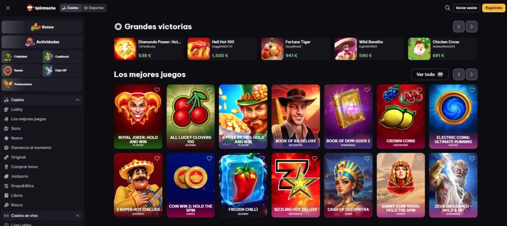 Spinmacho Juegos casino tragamonedas