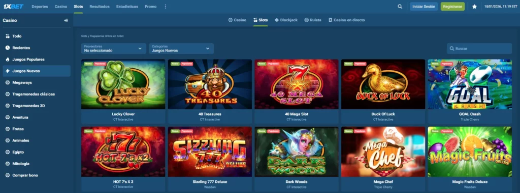 1xBet Nuevos juegos casino