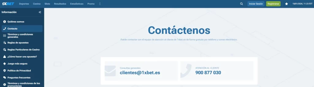 1xBet Atención al cliente