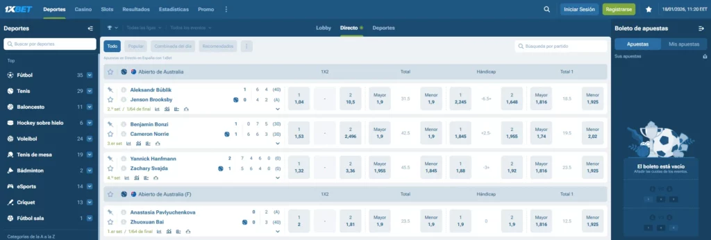 1xBet Apuestas deportivas en vivo