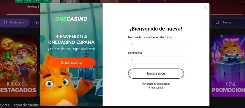 One Casino Proceso de Login
