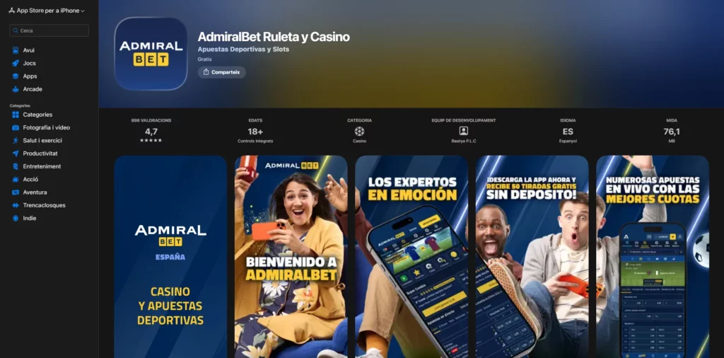 AdmiralBet aplicación para iOS