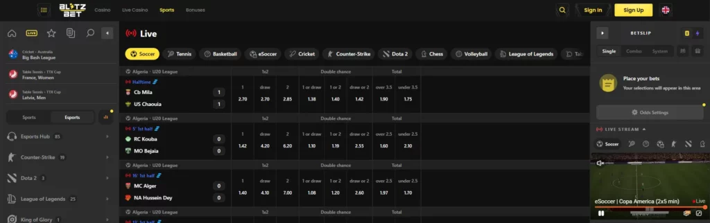 Blitz-Bet Apuestas deportivas en vivo