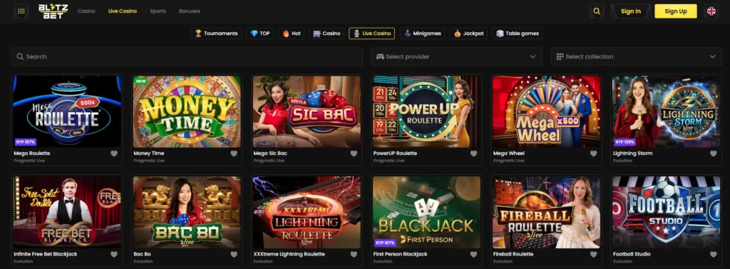 Blitz-Bet Juegos espectáculos en vivo
