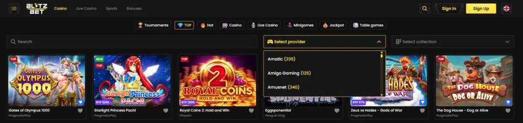 Blitz-Bet Proveedores y reconocimientos