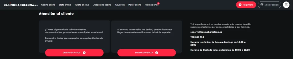 Casino Barcelona Atención cliente