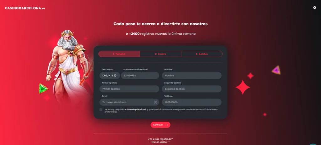 Casino Barcelona Proceso de registro