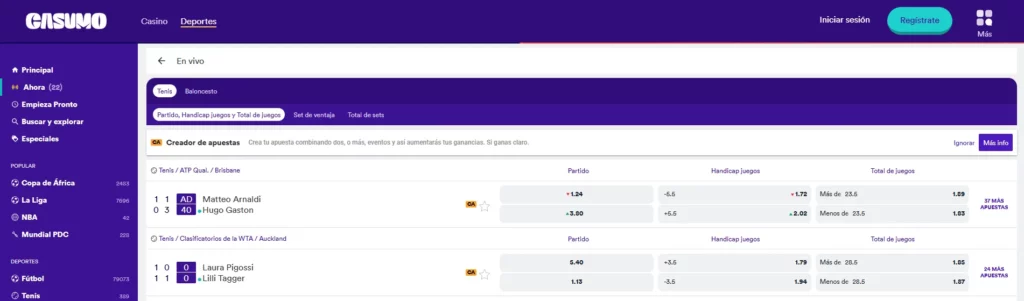 Casumo Apuestas deportivas en vivo