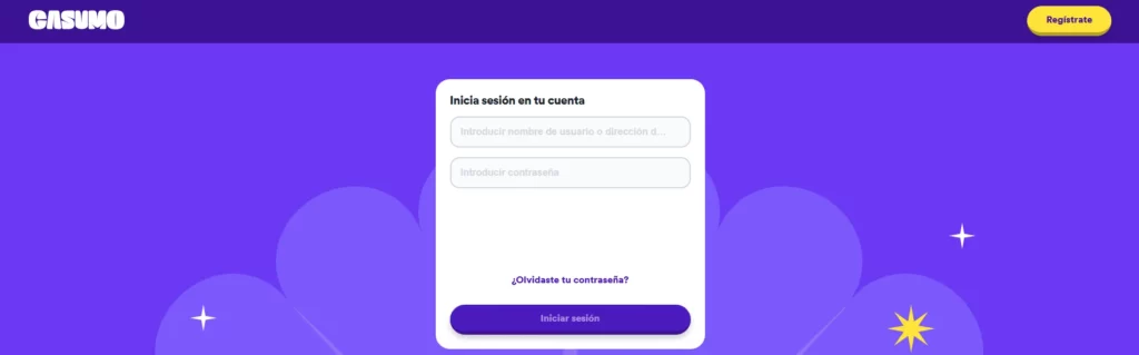 Casumo Proceso inicio sesión