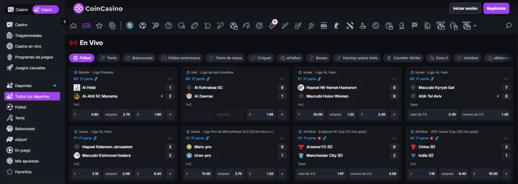 CoinCasino Apuestas Deportivas en Vivo