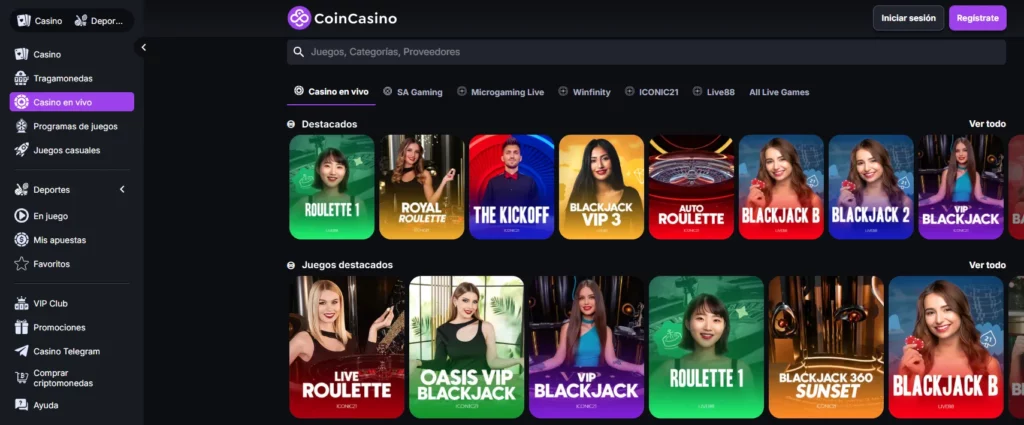 CoinCasino Juegos Espectáculos en Vivo 
