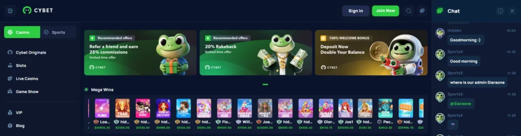 Cybet Crypto Casino plataforma