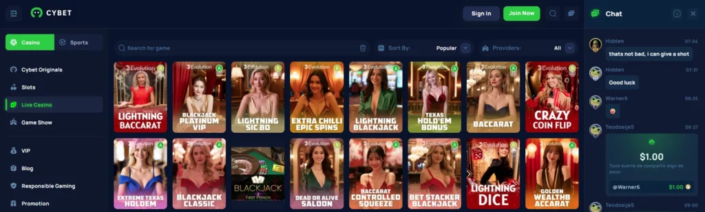 Cybet Juegos Shows en Vivo