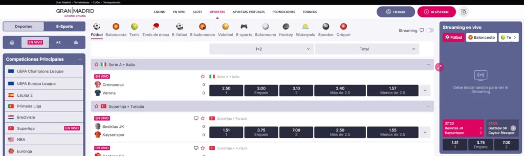 Gran Madrid Apuestas deportivas en vivo