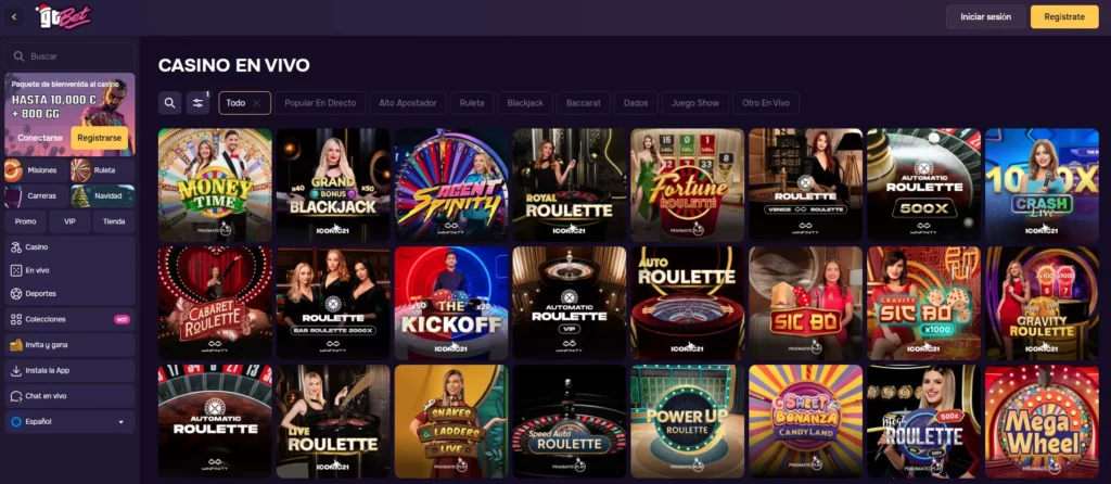 GTbet Juegos shows en vivo