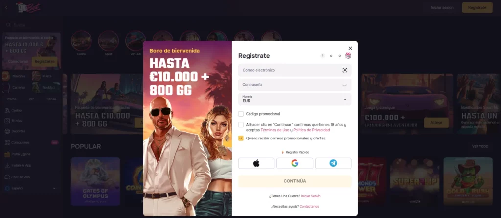 GTbet Proceso de registro