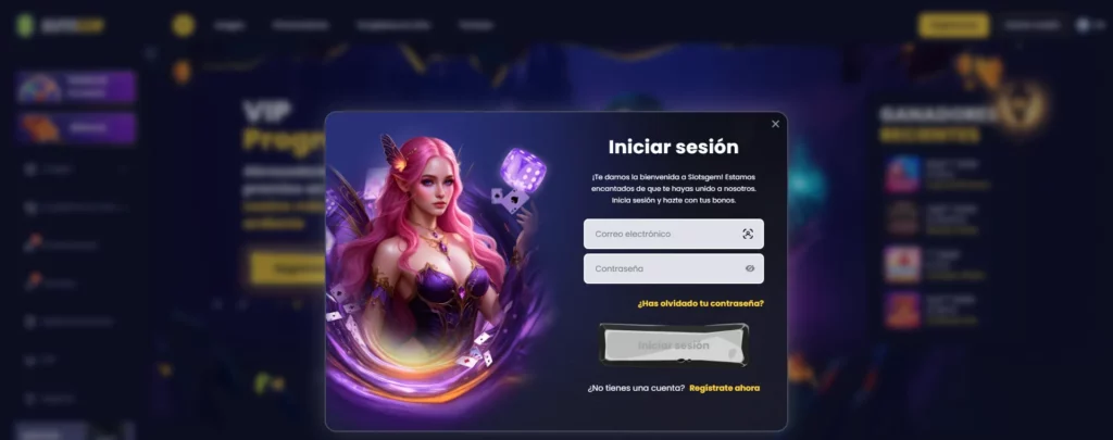 SlotsGem Proceso Inicio Sesión