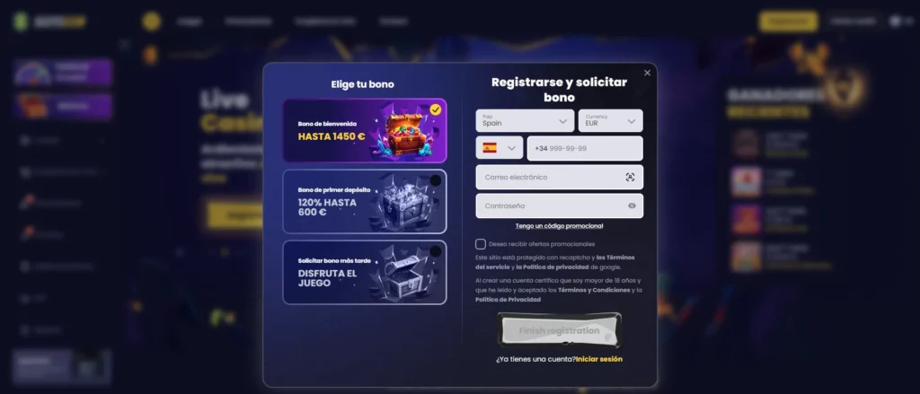 SlotsGem Proceso de Registro