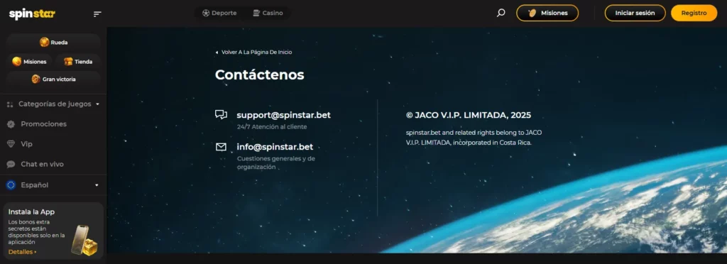 Spinstar Soporte al cliente