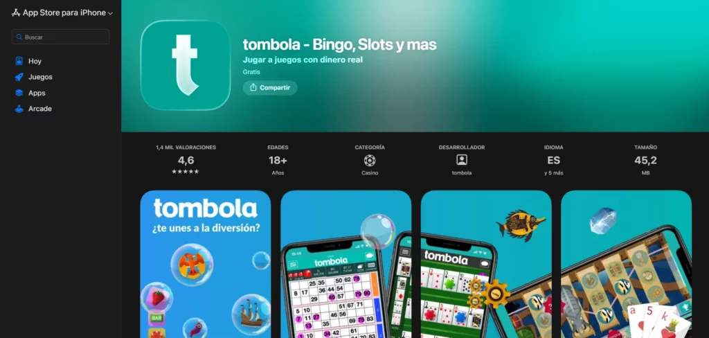 Tombola Casino app iOS