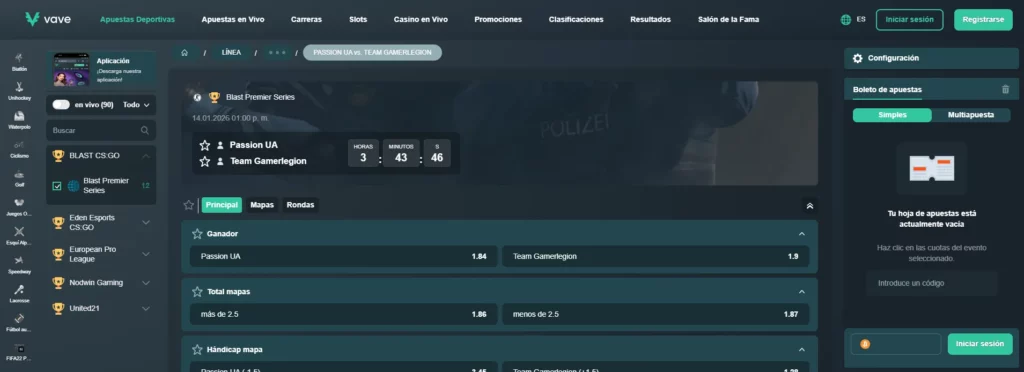 Vave Apuestas en eSports