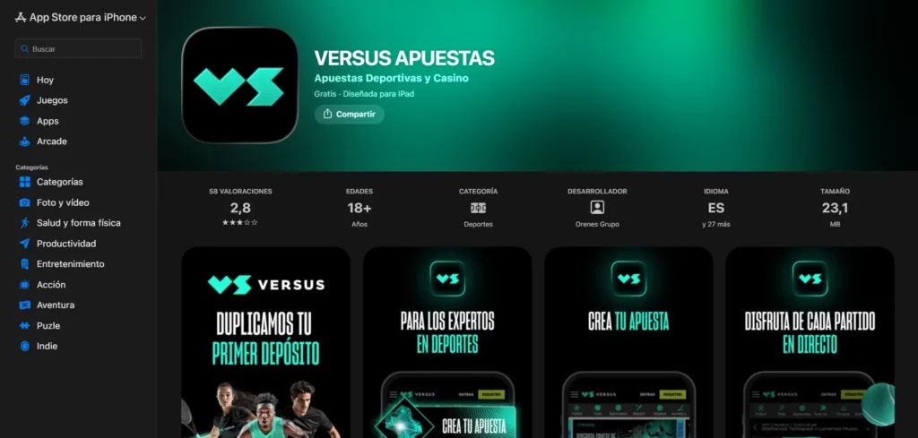 Versus Aplicación Móvil iOS