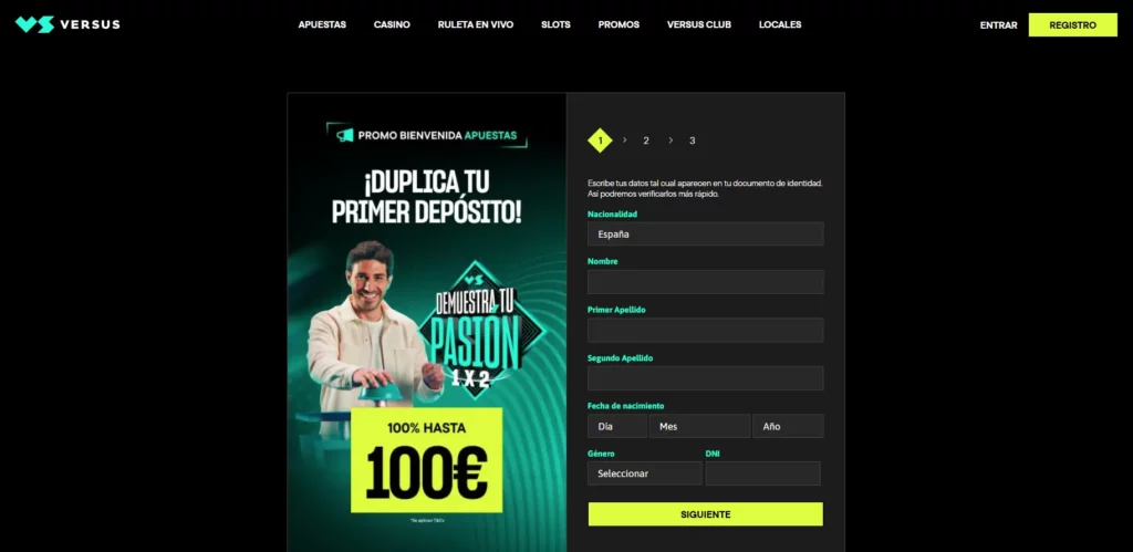 Versus Proceso de Registro