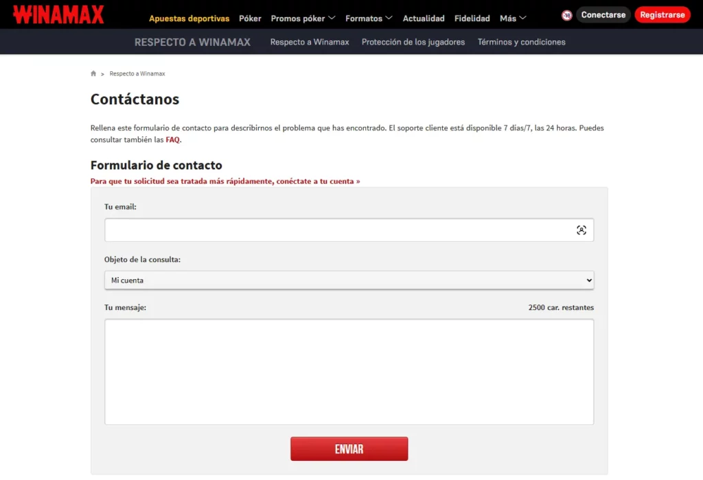 Winamax Atención al cliente